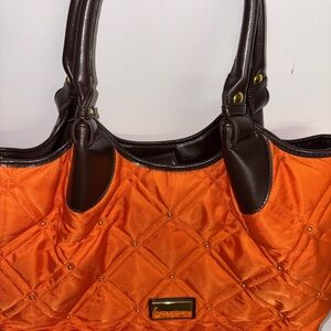 Orange Quilted Tote Bag